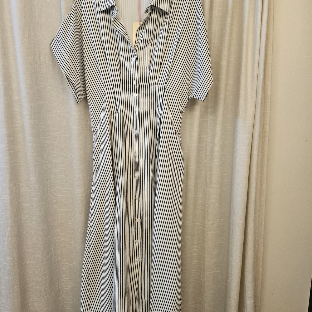 Striped Button-Up Midi Dress